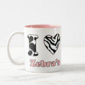 Tasse 2 Couleurs J'adore les zèbres (Gauche)