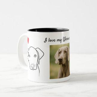 Tasse 2 Couleurs J'adore mon dessin de photo de chien Weimaraner av