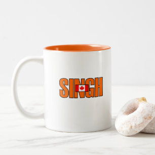 Tasse 2 Couleurs Jagmeet Singh Orange Bold Texte canadien Couleur d