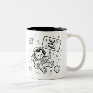 Tasse 2 Couleurs J'ai Besoin de Plus d'Espace Chat Astronaute Drôle
