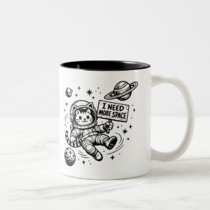 Tasse 2 Couleurs J'ai Besoin De Plus D'espace Drôle Chat Astronaute