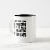 Tasse 2 Couleurs J'ai l'air d'écouter, mais dans ma tête (Devant gauche)