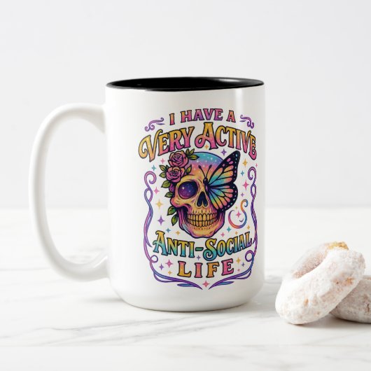 Tasse 2 Couleurs J'Ai Un Très Actif... (Avec donut)