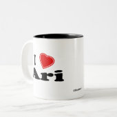 Tasse 2 Couleurs J'aime Ari (Devant gauche)