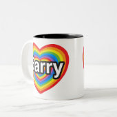 Tasse 2 Couleurs J'aime Barry. Je t'aime Barry. Coeur (Devant gauche)