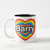 Tasse 2 Couleurs J'aime Barry. Je t'aime Barry. Coeur (Gauche)
