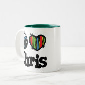 Tasse 2 Couleurs J'aime Chris (Devant gauche)