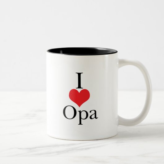 Tasse 2 Couleurs J'aime (coeur) Opa (Droit)