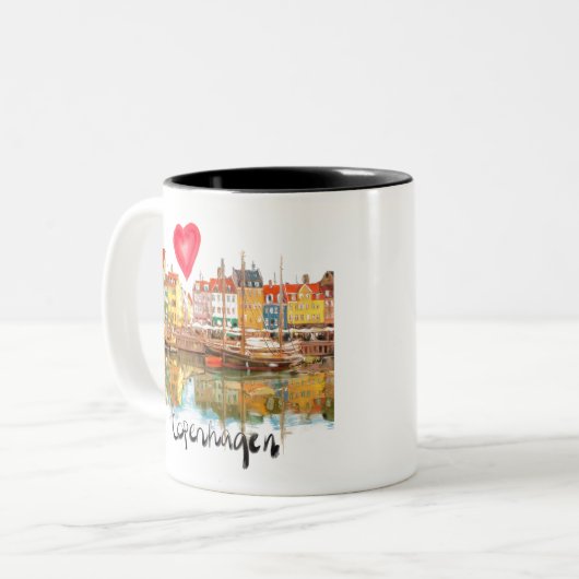 Tasse 2 Couleurs J'aime Copenhague (Devant gauche)