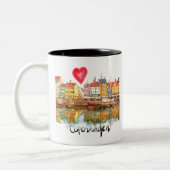 Tasse 2 Couleurs J'aime Copenhague (Gauche)