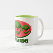 Tasse 2 Couleurs J'aime des aliens (Devant droit)