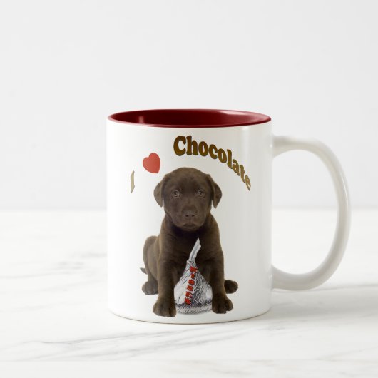Tasse 2 Couleurs J'aime des baisers de chocolat (le chiot de (Droit)