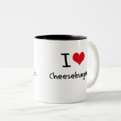 Tasse 2 Couleurs J'aime des cheeseburgers (Devant droit)