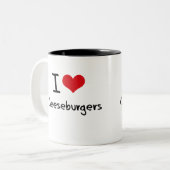 Tasse 2 Couleurs J'aime des cheeseburgers (Devant gauche)
