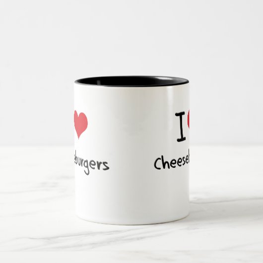 Tasse 2 Couleurs J'aime des cheeseburgers (Centre)