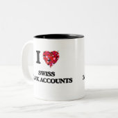 Tasse 2 Couleurs J'aime des comptes bancaires suisses (Devant gauche)