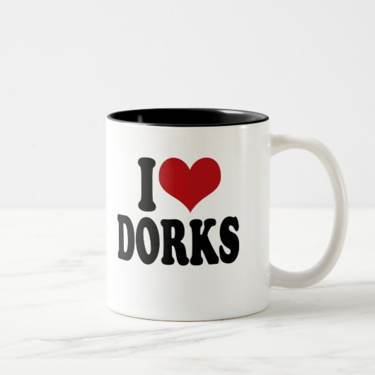 Tasse 2 Couleurs J'aime des dorks (Droit)
