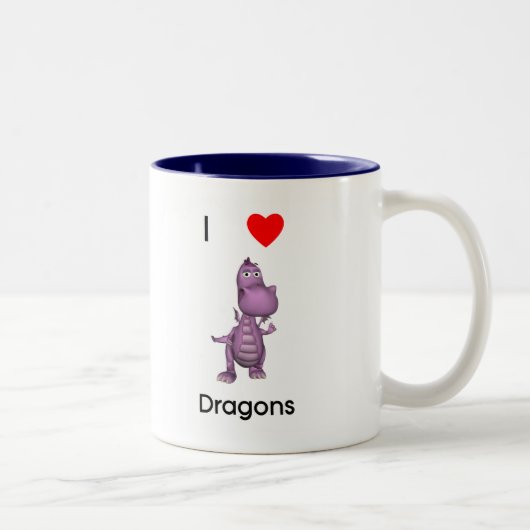 Tasse 2 Couleurs J'aime des dragons (Droit)
