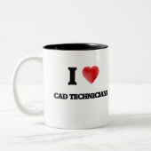 Tasse 2 Couleurs J'aime des techniciens de DAO (le coeur fait à (Gauche)