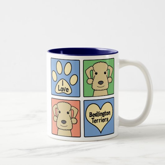 Tasse 2 Couleurs J'aime des terriers de Bedlington (Droit)