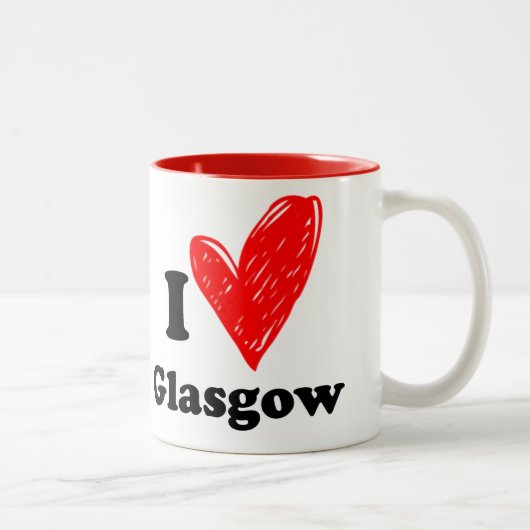 Tasse 2 Couleurs J'aime Glasgow (Droit)