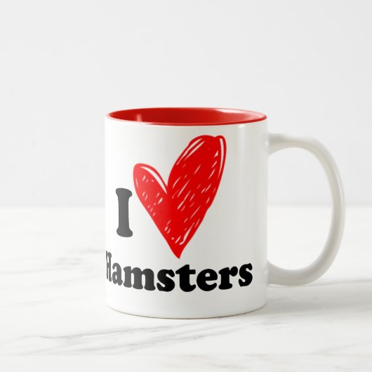 Tasse 2 Couleurs J'aime Hamsters (Droit)