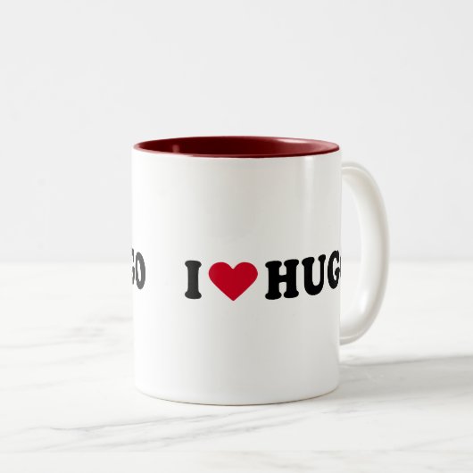 TASSE 2 COULEURS J'AIME HUGO (Devant droit)