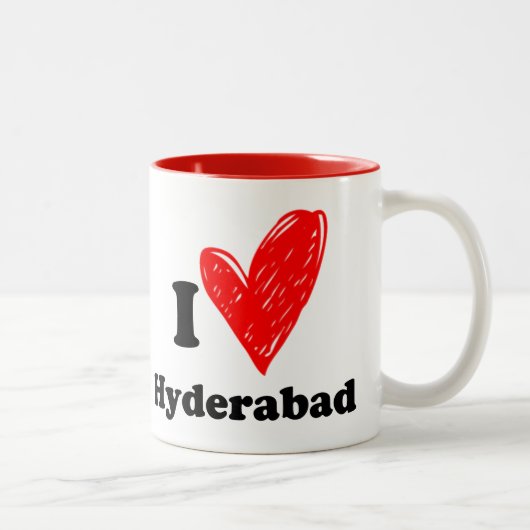 Tasse 2 Couleurs J'aime Hyderabad (Droit)