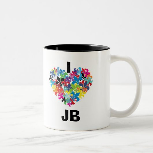 Tasse 2 Couleurs J'aime JB (Droit)