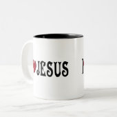 Tasse 2 Couleurs J'aime Jésus (Devant gauche)