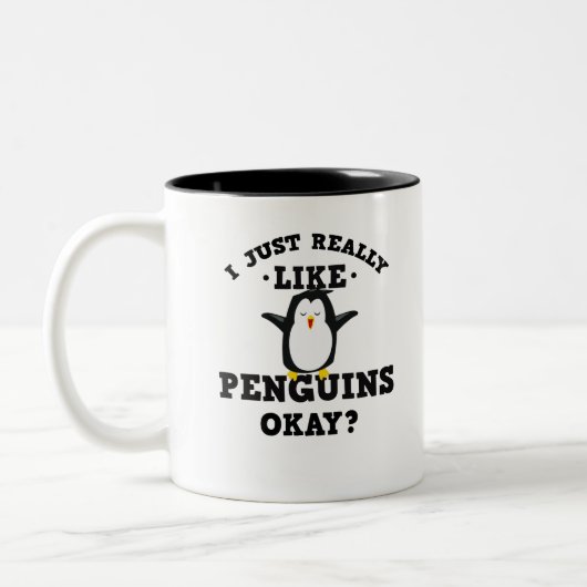 Tasse 2 Couleurs J'aime juste vraiment la citation de pingouins (Gauche)