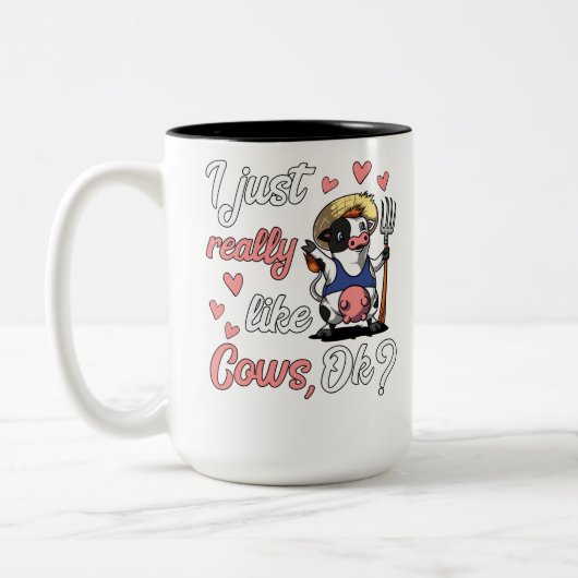 Tasse 2 Couleurs J'aime juste vraiment l'animal de ferme mignon de (Gauche)