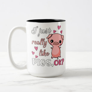 Tasse 2 Couleurs J'aime juste vraiment le porc mignon d'animal de