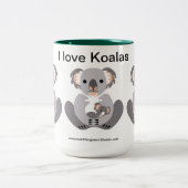 Tasse 2 Couleurs J'aime KOALAS - Australie - Marsupial - (Centre)