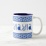 TASSE 2 COULEURS J'AIME LA CLÉ DE GREC DE YIAYIA<br><div class="desc">Je suis à moitié grec et j'aime mon héritage…</div>