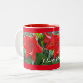 Tasse 2 Couleurs J'aime la Coupe des Fleurs Amaryllis (Devant gauche)