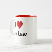 Tasse 2 Couleurs J'aime la loi - Drôle avocat citant (Devant gauche)