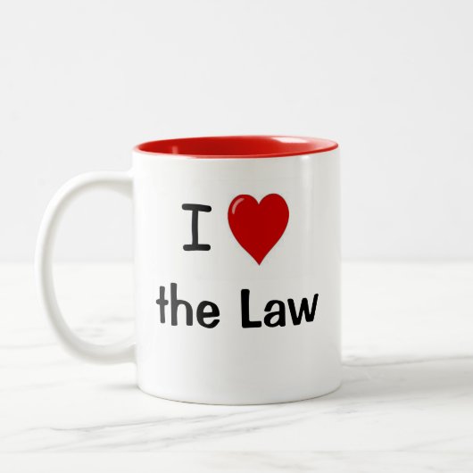 Tasse 2 Couleurs J'aime la loi - Drôle avocat citant (Gauche)