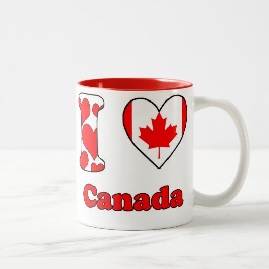 Tasse 2 Couleurs J'aime le Canada (Droit)