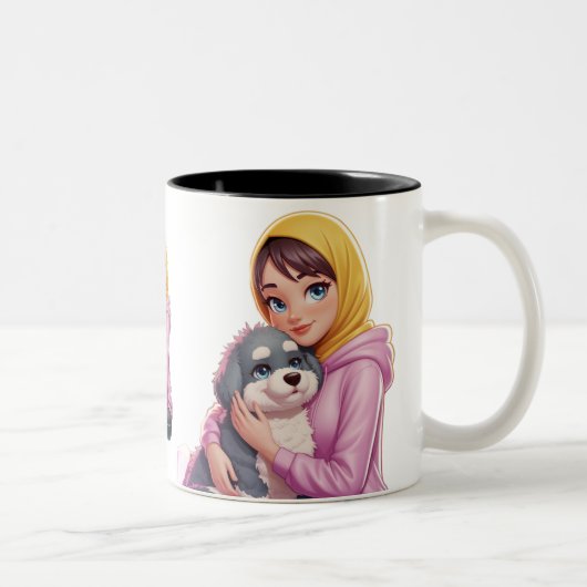Tasse 2 Couleurs J'aime le chien (Droit)