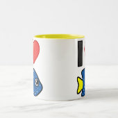 Tasse 2 Couleurs J'aime le Damselfish à queue jaune (Centre)