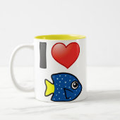 Tasse 2 Couleurs J'aime le Damselfish à queue jaune (Gauche)