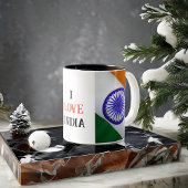 Tasse 2 Couleurs J'AIME le drapeau INDIEN