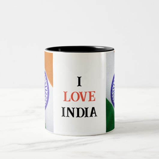 Tasse 2 Couleurs J'AIME le drapeau INDIEN (Centre)