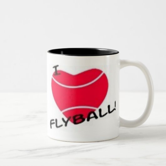 Tasse 2 Couleurs J'aime le flyball (Droit)