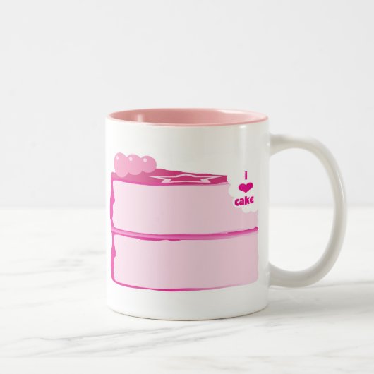 Tasse 2 Couleurs J'aime le gâteau (Droit)