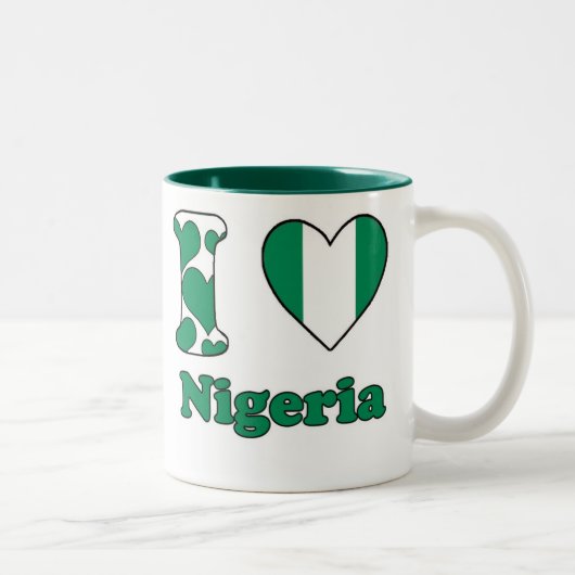 Tasse 2 Couleurs J'aime le Nigeria (Droit)