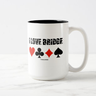 Tasse 2 Couleurs J'aime le pont (quatre costumes de carte)