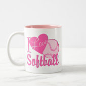 Tasse 2 Couleurs J'Aime Le Softball Rose (Gauche)
