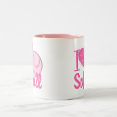 Tasse 2 Couleurs J'Aime Le Softball Rose (Centre)